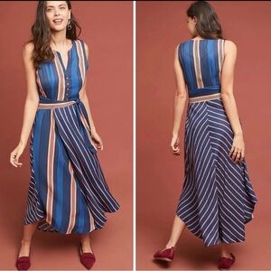 Anthropologie Maeve Atalanta Front-Tie Midi Dress Stripped Size M